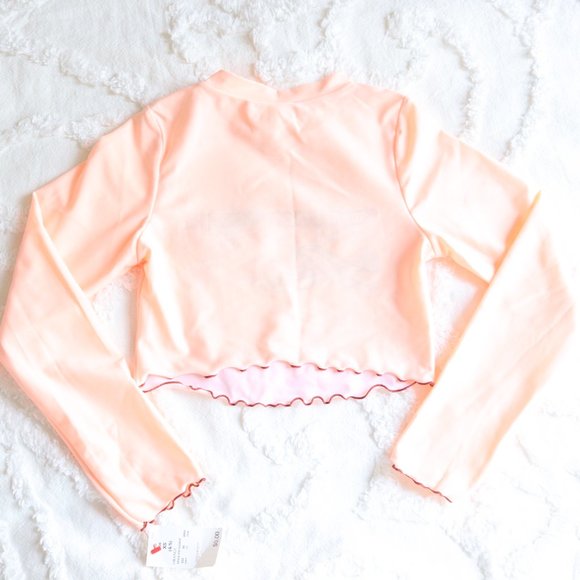 Cat & Jack | Cropped Ruffle Beach Wave Sunset Rash Guard Swim Shirt NWT | XS 4/5 - Picture 8 of 9